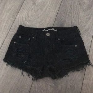 Hardly Worn! AEO black ripped jean shorts